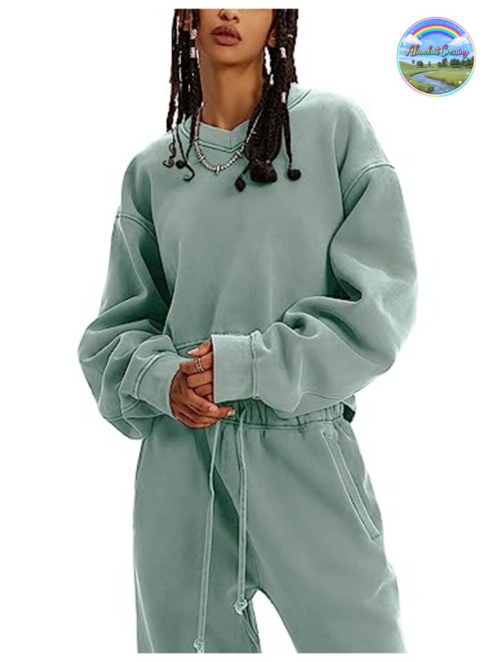 Women's Fleece Sweat Suit 2 Piece Set Crop Sweatshirt Joggers Tracksuit